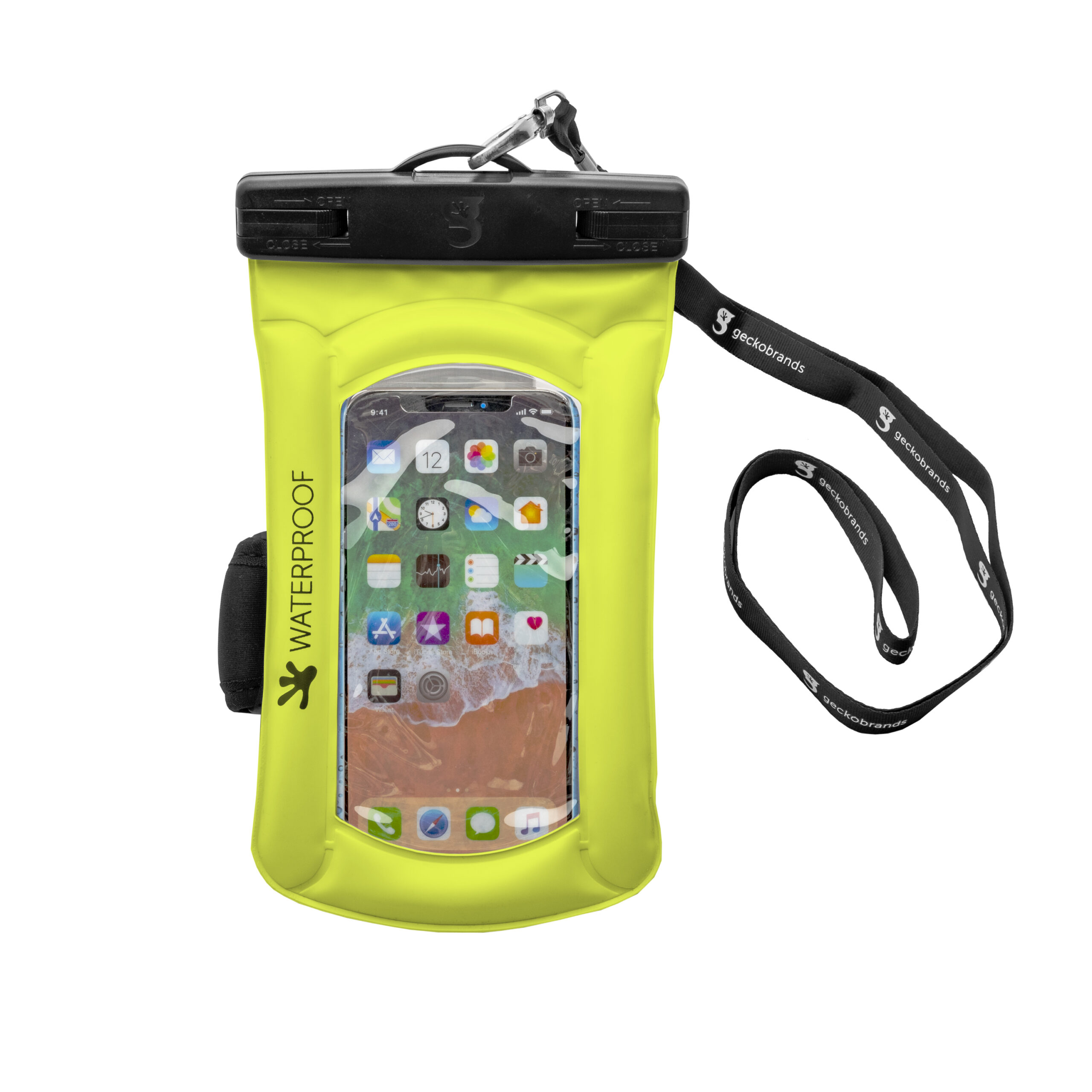 Float phone dry bag with arm band Green Geckobrands - Angler